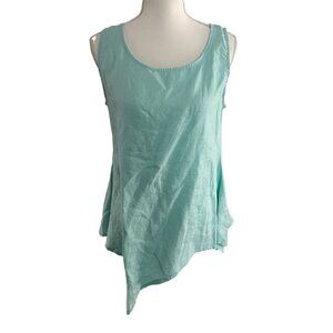 FOR CYNTHIA Light Aqua Linen Blend Tank Top Size S